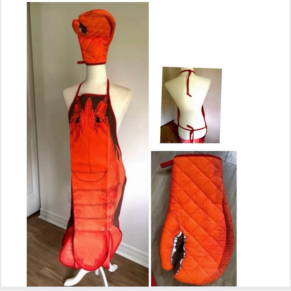 🎁🆕 Apron & mitt: lobster and its claw orange unisex gift ready - copy for 🎃